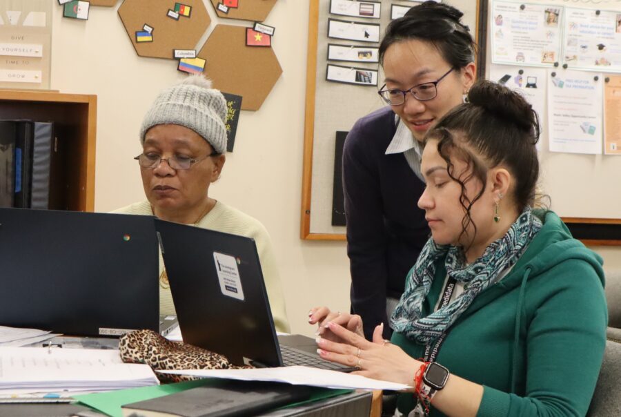 Photo of Students and instructor using Chromebooks